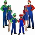 thumbnail image 2 of Adult Mens Super Mario Luigi Bros Cosplay Plumber Fancy Dress Costumes 26s, 2 of 3