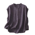 thumbnail image 2 of Garbnen Womens Linen Tank Tops Crew Neck Sleeveless Button Tank Top Flowy Summer Beach Vacation Tunic for Women, 2 of 4