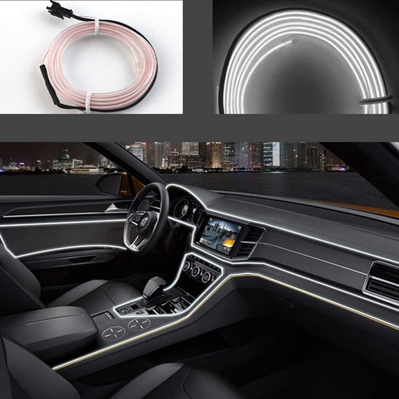 ABALDI Car Light Strips Cold Interior Trim Bright Car Decorative Atmosphere Electroluminescent Wire for Led Car Interior Decoration(5m/16ft, White)