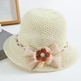 thumbnail image 2 of AirLoni Women Bucket Hat French Retro Handmade Woven Bowknot Hat Ruffled Bowknot Decor Wide Brim UV Protection Foldable Breathable Lightweight Casual Sun Hat Beige,One Size, 2 of 4