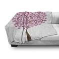 thumbnail image 2 of Floral Soft Flannel Fleece Throw Blanket, Cherry Tree in Blossom Simplistic Japanese Illustration, Cozy Plush for Indoor and Outdoor Use, 70" x 90", Pink Dark Brown, by Ambesonne, 2 of 5
