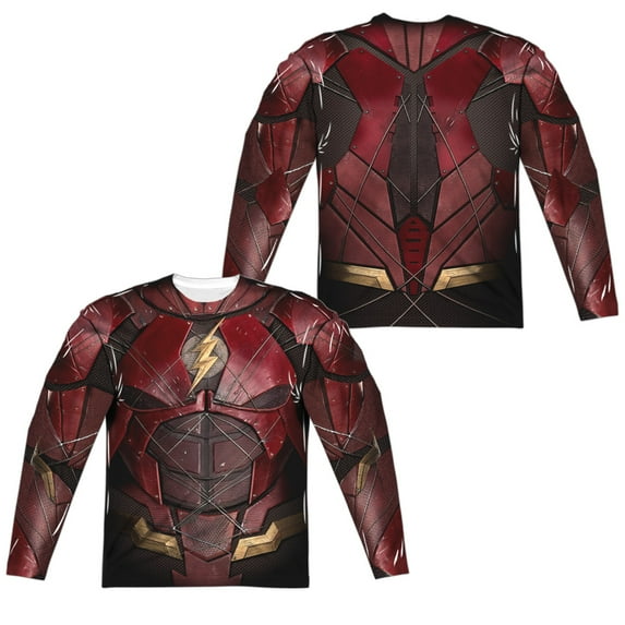 Justice League Movie - Flash Uniform (Front/Back Print) - Regular Fit Long Sleeve Shirt - X-Large