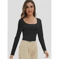 thumbnail image 2 of Womens Long Sleeve Shirts Crop Tops Going Out Basics Tees Clothes, 2 of 6