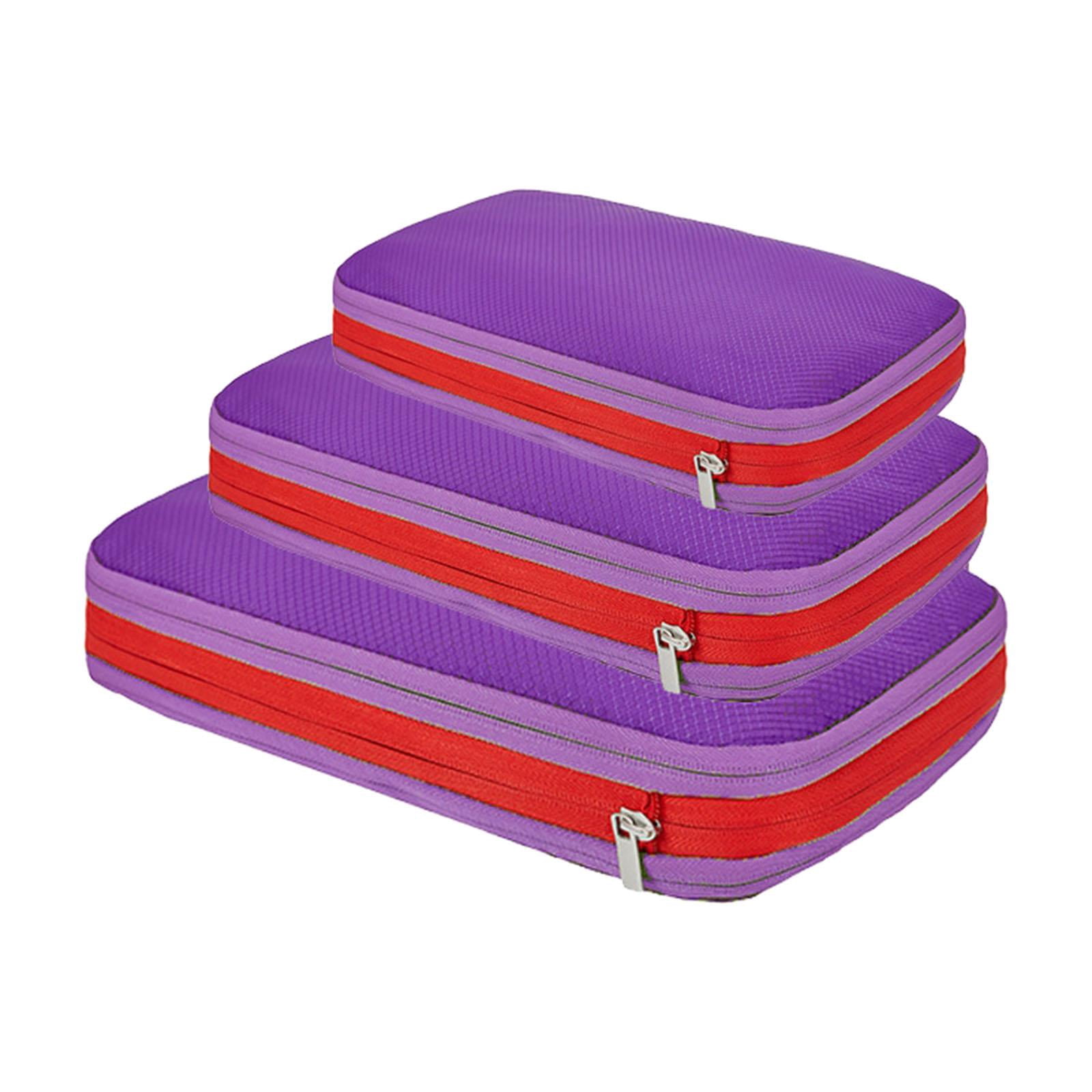 Axioma 3 Pieces Compression Packing Cubes Waterproof Double Zippers Storage Bags Double Violet