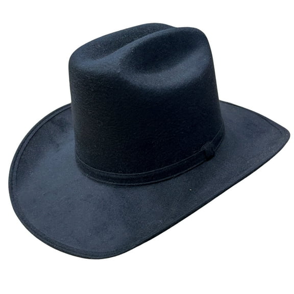 Authentic Mexican Vaquero Tall Black Felt Suede Cowboy Hat (Large)