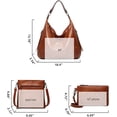 thumbnail image 7 of CoCopeanut Hobo Tote Bag for Women Fashion Handbag Faux Leather Shoulder Bag Zipper Closure Crossbody Bag Tassel Purse Set 3pcs, 7 of 7