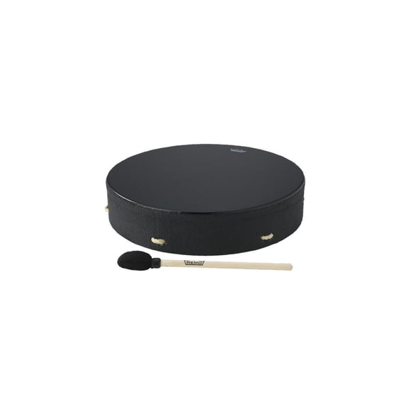 Tambor Buffalo Remo Black Earth 16 con mango de cuerda y mazo