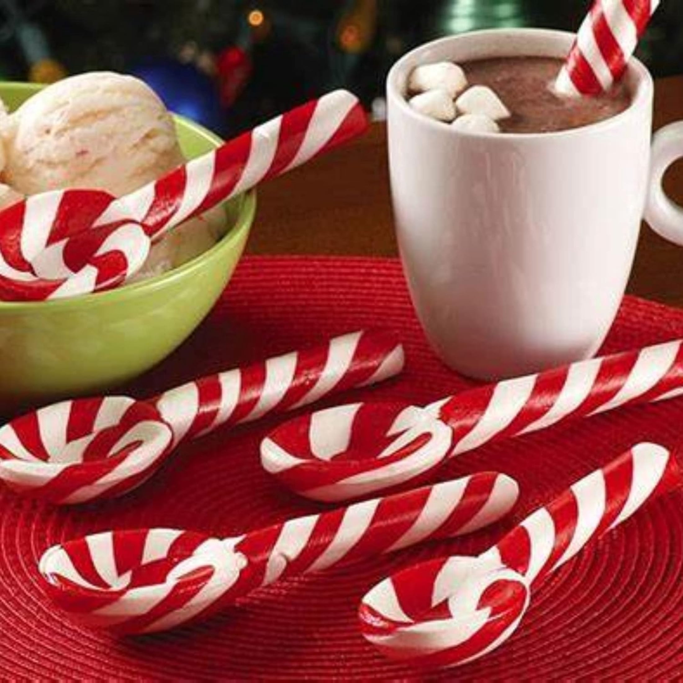 Swiss Miss Milk Chocolate with Mini Marshmallow Hot Cocoa Mix 6Cts Edible Candy Cane Peppermint Flavored Spoon 12Cts Party Favor Snacks Bulk Christmas Flavors Goody Filler Stocking Stuffers Box of 3