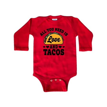 

Inktastic Valentine s Day All You Need is Love and Tacos Gift Baby Boy or Baby Girl Long Sleeve Bodysuit