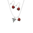 thumbnail image 2 of Delight Jewelry Silvertone Caduceus - LPN Red Lucky Ladybug Necklace and Dangle Earrings Set, 2 of 6