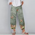 thumbnail image 2 of Wangmeiwg Pants For Women Fashion Wide Leg Capris Womens Summer Cropped Pants Beach Elastic Waist Baggy Crop Trousers Dress Pants for Women Business Casual High Waist, 2 of 4