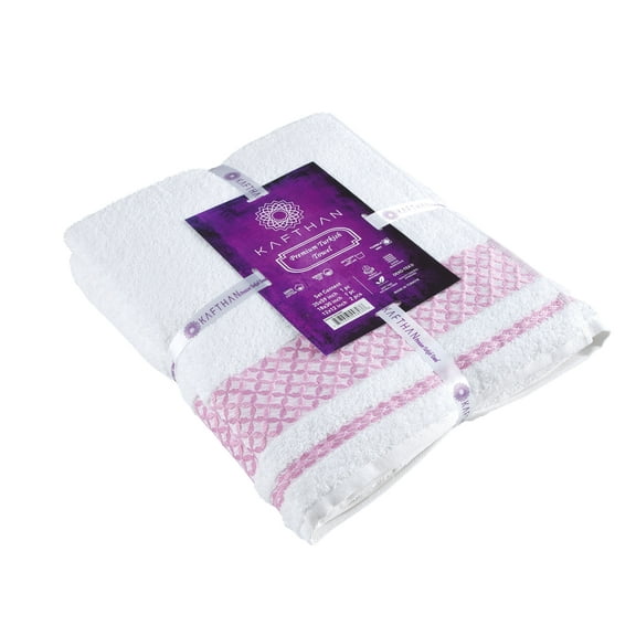 Plaid Bath Towel, Cotton Turkish Towels - Set of 4