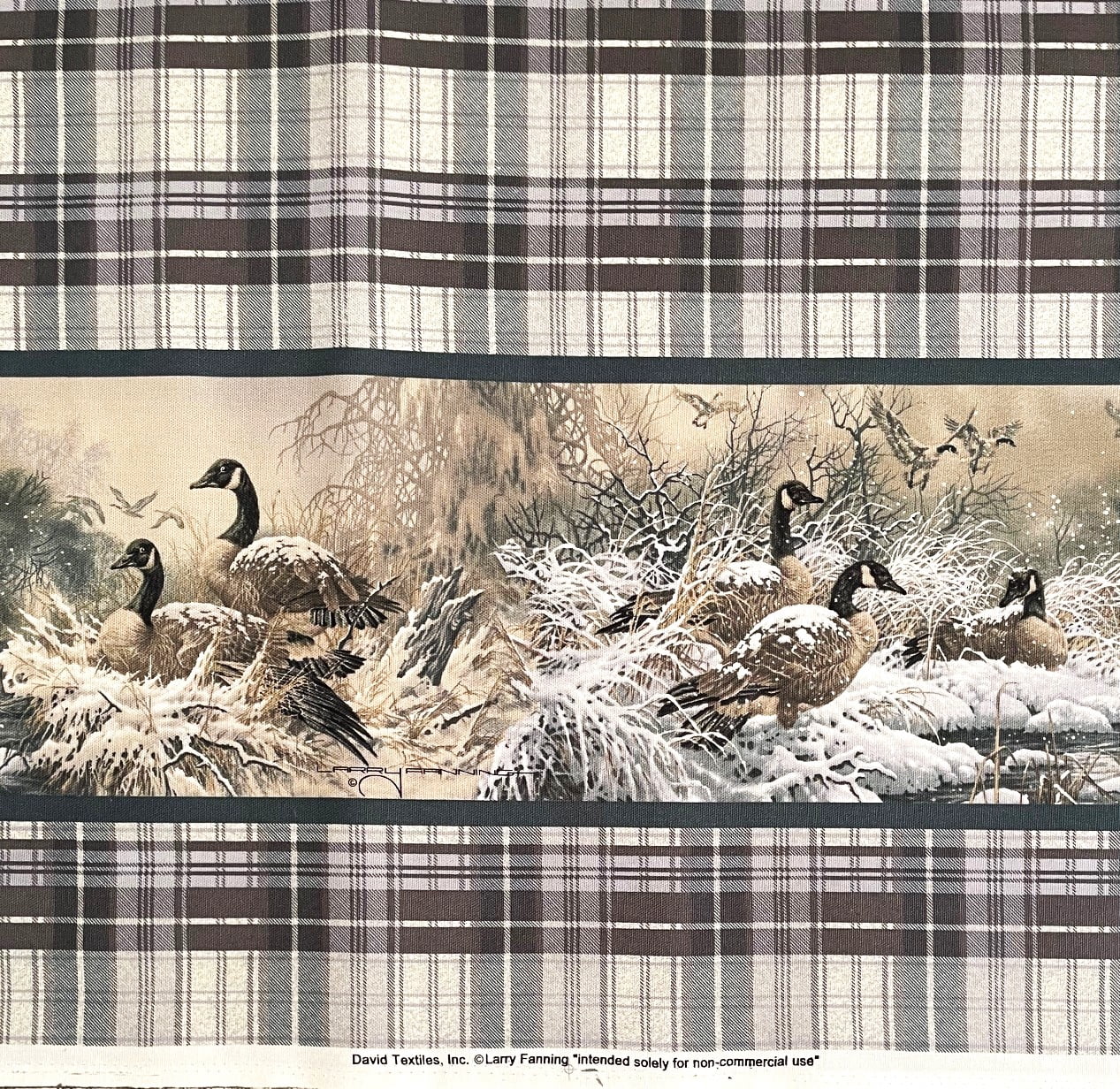 1 Yard - Geese Green & Brown Plaid Double Border Broadcloth Cotton Duck Upholstery Fabric (Great for Quilting, Sewing, Craft Projects, Throw Pillows & More) 1 Yard X 60" Wide