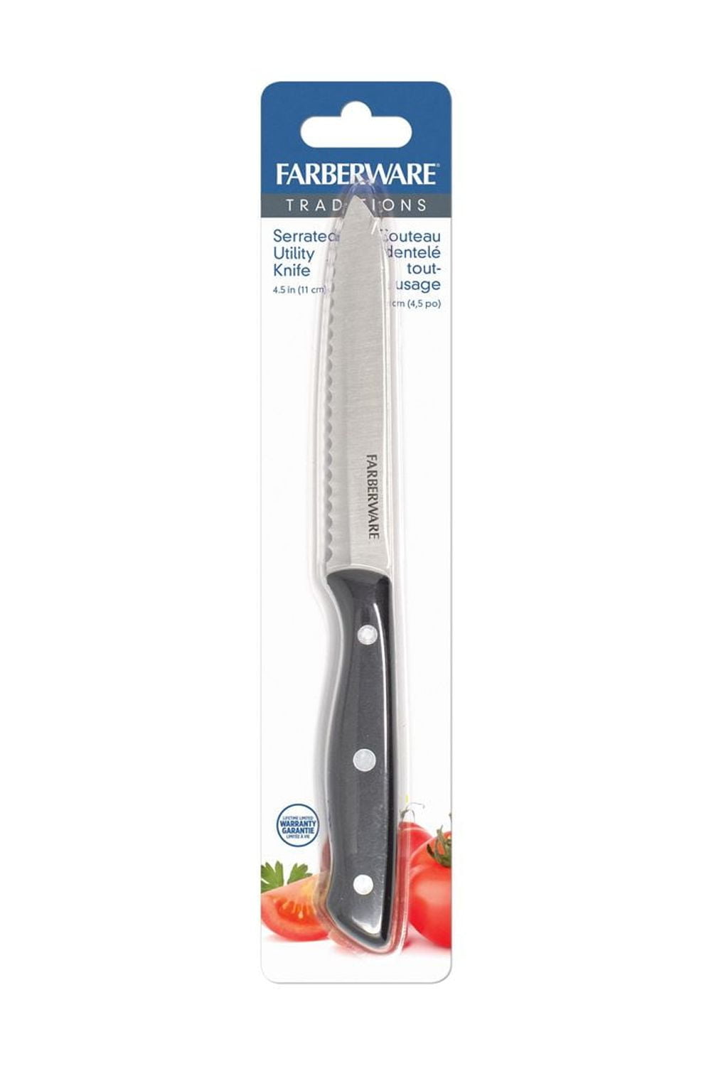 Couteau tout-usage de 4,5 po à trois rivets de Faberware Couteau tout usage