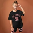 thumbnail image 6 of YuYuBao Toddler Girls Outfits 2 Piece Sets Summer Short Sleeve Letters Los Angeles Print Tshirts With Shorts Athletic Clothes Girls Sports Tracksuits, 9-10 Years, 6 of 6