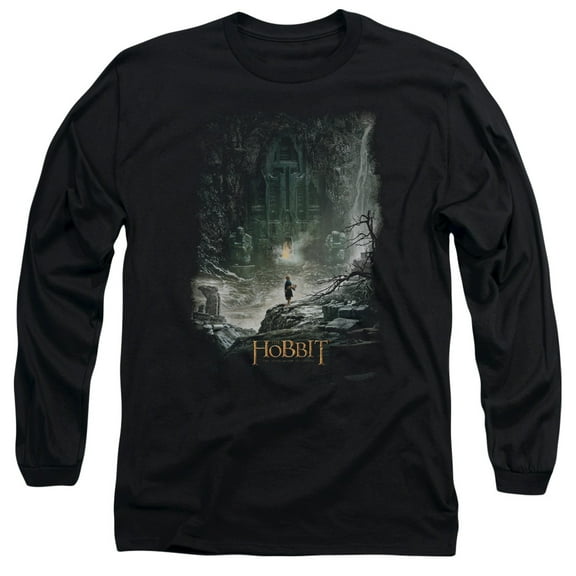 Hobbit At Smaugs Door Long Sleeve Adult 18/1 T-Shirt Black