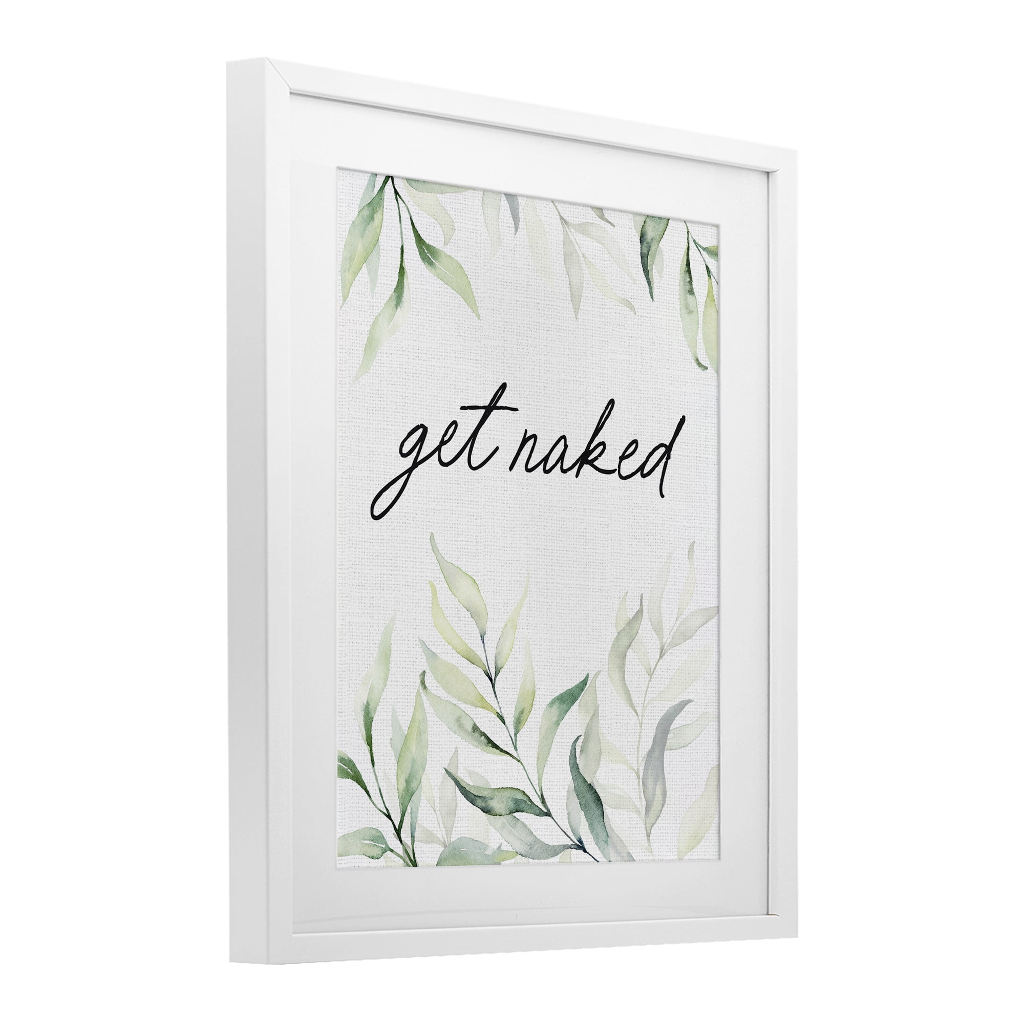 Get Naked Bathroom Herbs White Framed Print Under Glass, design by Lettered and Lined