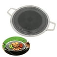thumbnail image 1 of Poêle-gril Ronde, Poêle-Gril BBQ Antiadhésive en Acier Inoxydable avec Distribution Rapide de la Chaleur, Poignées Doubles, pour Rassemblements de 4 à 6 Personnes, 1 of 7
