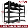 thumbnail image 3 of 5-Tier 60" W x 24" D x 72" H Garage Shelving 3000LBS Storage Shelves Heavy Duty Metal Shelf Unit Adjustable Basement  Storage Racks, 3 of 14