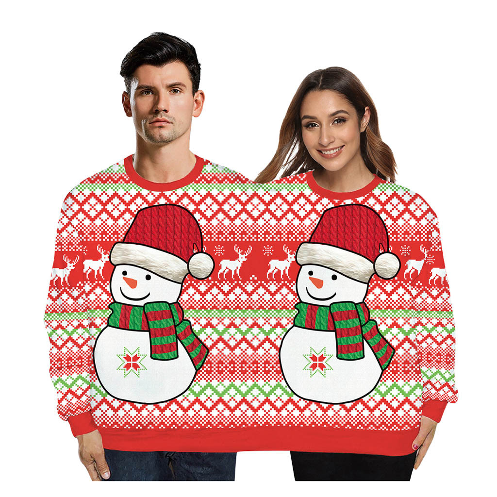 Two Person Ugly Sweater Xmas Couples Pullover Novelty Christmas Blouse Top Shirt