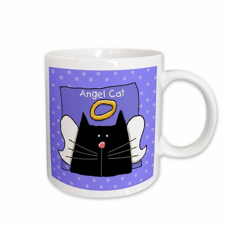 

3dRose Angel Black Cat Cute Cartoon Pet Loss Memorial Ceramic Mug 11-ounce