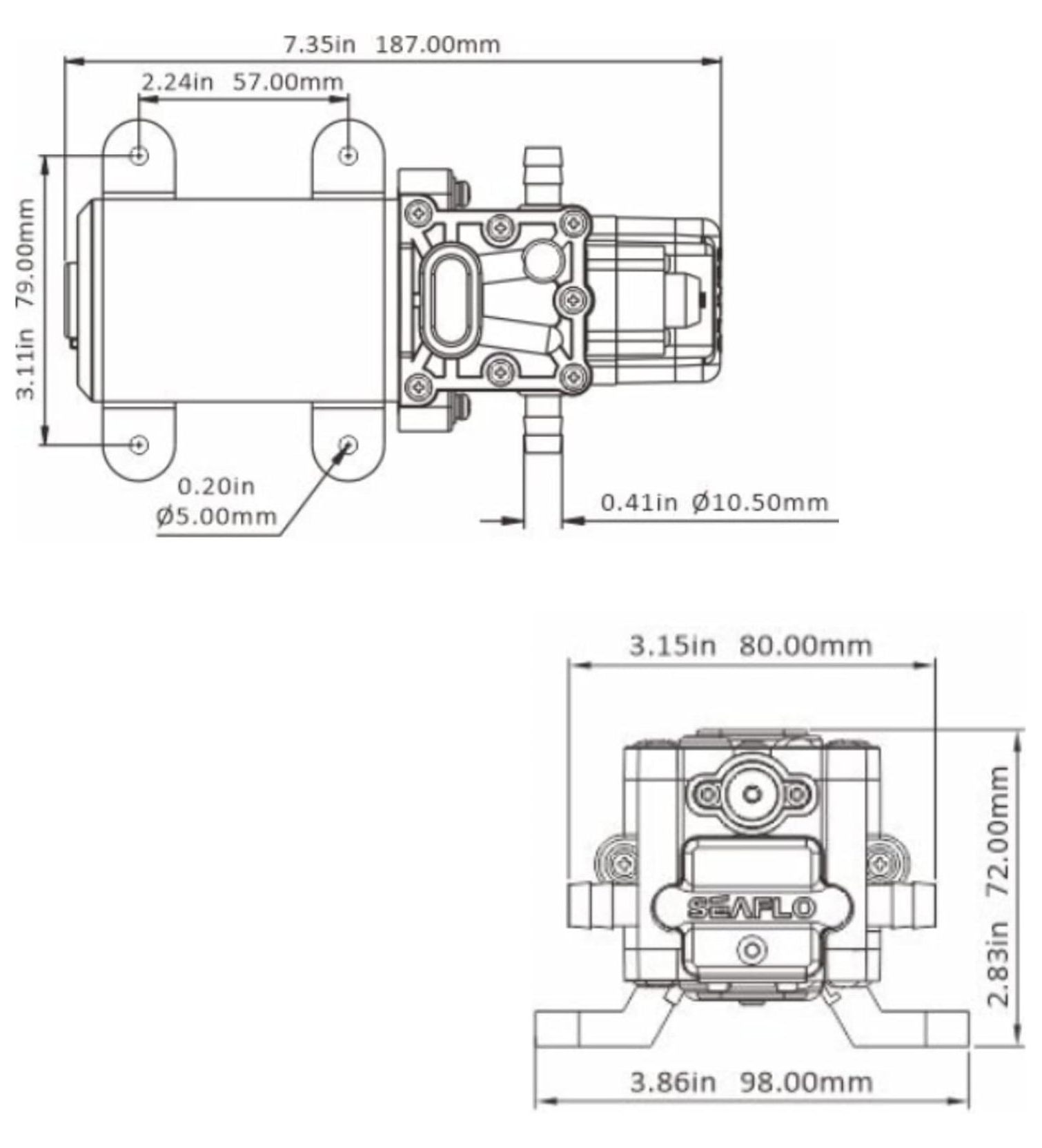 22-Series Water Pump - 12V, 1.3 GPM, 100 PSI - On-Demand Water Pressure Diaphragm Pump for Marine, RV, Agriculture, and Off-Grid Applications