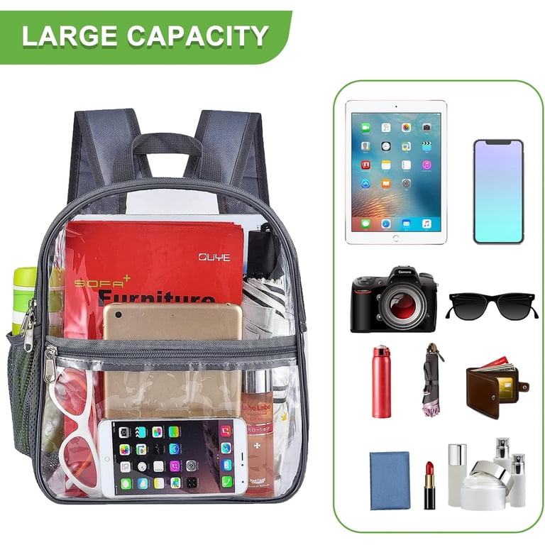 ARAZIYT Clear Stadium Backpack 12x6x12 Mini Small Clear Bag Stadium Approved Great for Games Sport Events Festival Concerts,Women Men Unisex, Adult