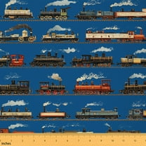 Homewish Child Vintage Train Fabric by the Yard 2 Yards, Western Steam Engine Sewing Fabric, Cartoon Truck Vehicle Fabric for Sewing, Luxury Bedroom Decor
