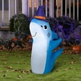 thumbnail image 2 of Gemmy Airblown Inflatable Shark w/Witch Hat, 3.5 ft Tall, Multicolored, 2 of 3