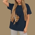 thumbnail image 5 of Xcmzpl Women's Pet Pouch T Shirts Short Sleeve Pouch Kitten Puppy Carrier Tops Crew Neck Pet Kangaroo Pocket Summer Animal Holder Top, 5 of 6