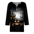 Phina Halloween T Shirts for Women Pumpkin 3/4 Sleeve Bat Sweatshirt V