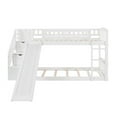 thumbnail image 4 of Harper & Bright Designs Bunk Bed Twin Over Twin Wooden Floor Bunk Bed with Slide and Storage Stairway, White, 4 of 13