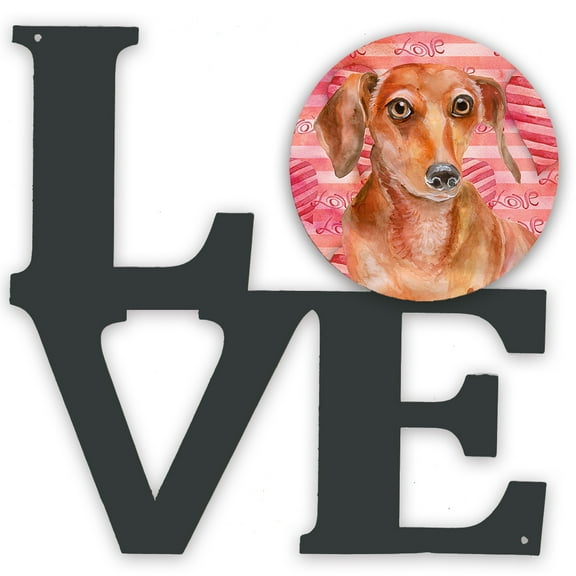 Red Dachshund Love Metal Wall Artwork LOVE Red