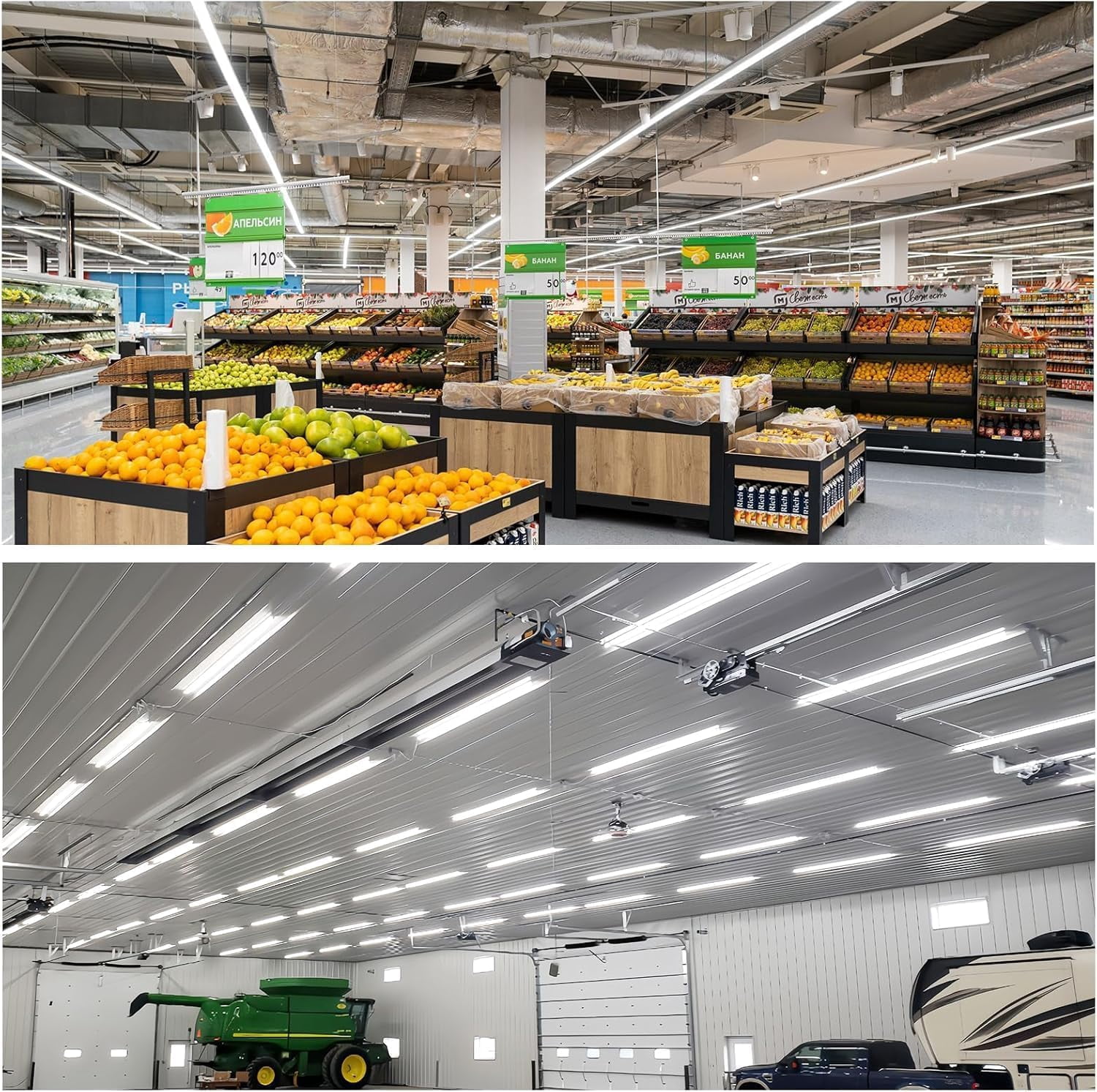 JESLED 8ft T8 LED Shop Light Fixture Linkable, High Output 75w 9750lm 6000K,V Shape T8 LED Tube Lights for Garage 4-Pack