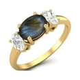 thumbnail image 2 of 1.50 Cts Labradorite 925 Sterling Silver Gold Vermeil Three-Stone Past, Present and Future Ring, 2 of 3