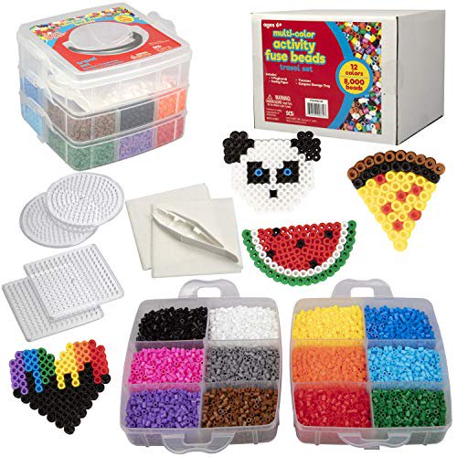 8 000pc Fuse Bead Super Kit 12 Colors Tweezers Peg Boards Ironing Paper Case Works With Perler Beads Great Gift Pixel Art Project Walmart Com