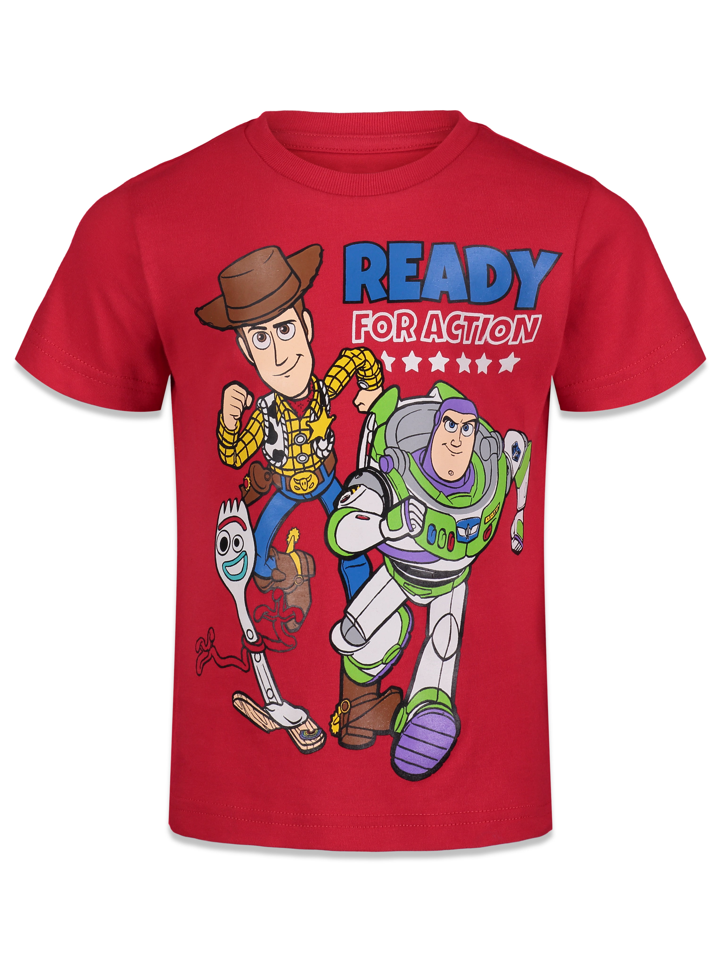Disney Pixar Toy Story Boys 4 Pack T-Shirts Woody Buzz Lightyear Rex Slinky Dog 