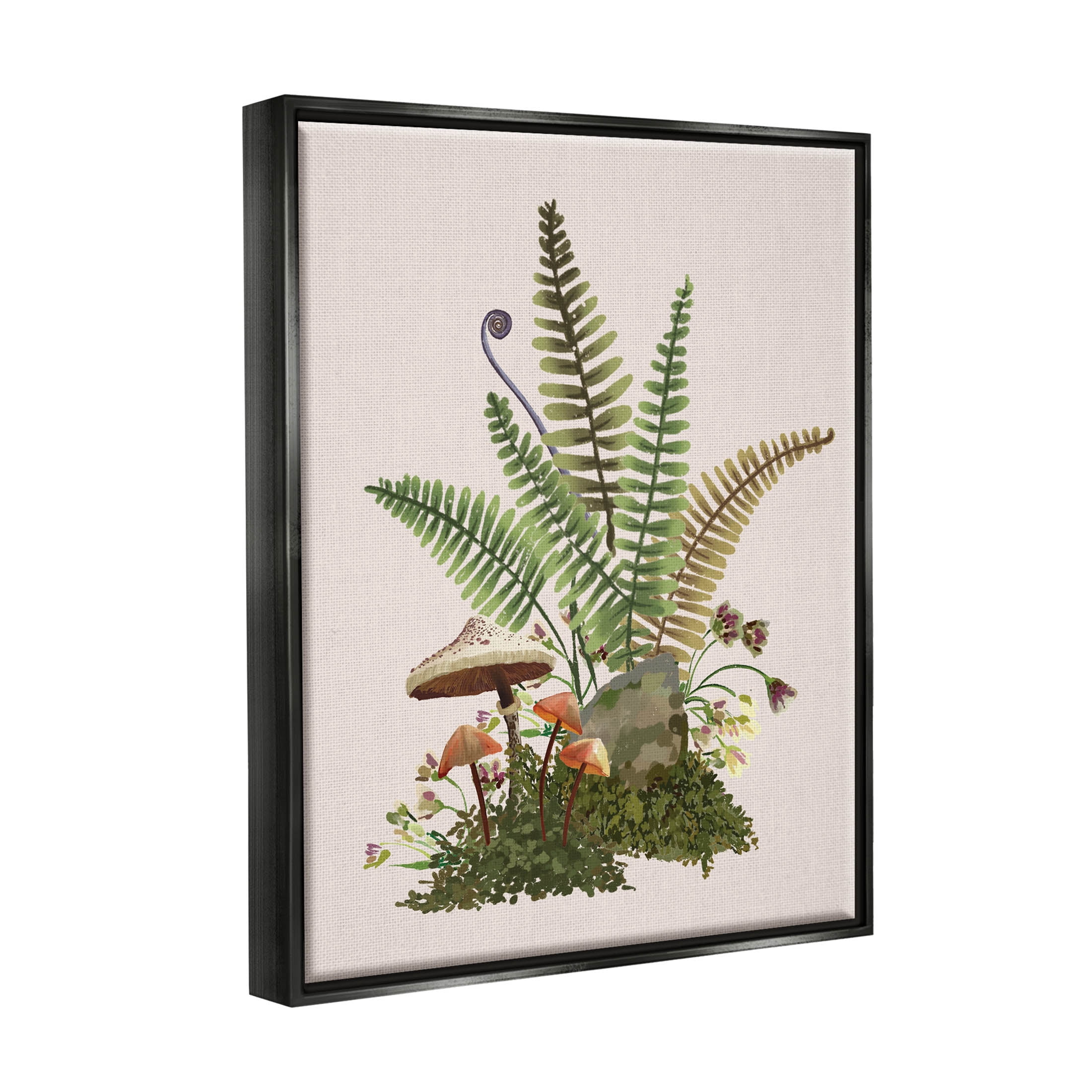 Forest Botanical Mushroom Sprouts Botanical & Floral Graphic Art Jet Black Framed Art Print Wall Art