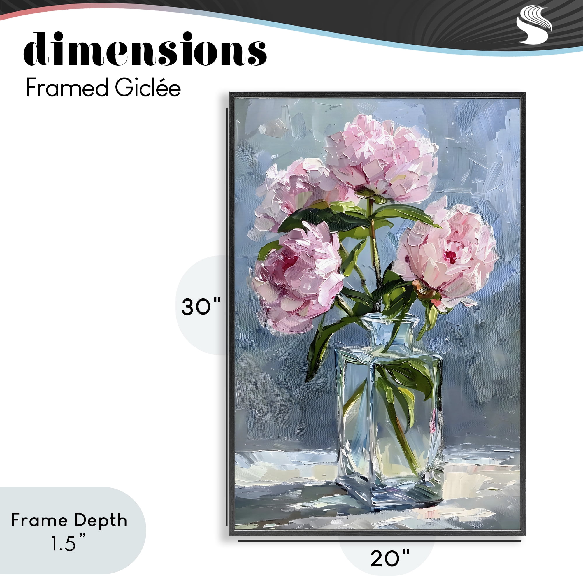 Stupell Industries Beautiful Pink Pastel Peonies Black Framed Giclee Art, design by Creative Studio