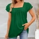 thumbnail image 5 of Gibobby Playera de Verano para Mujer Ropa de mujer Europa y los Estados Unidos Nuevas damas Casual Cuello cuadrado Encaje Manga corta Nuevo vestido de v(Verde,M), 5 of 5