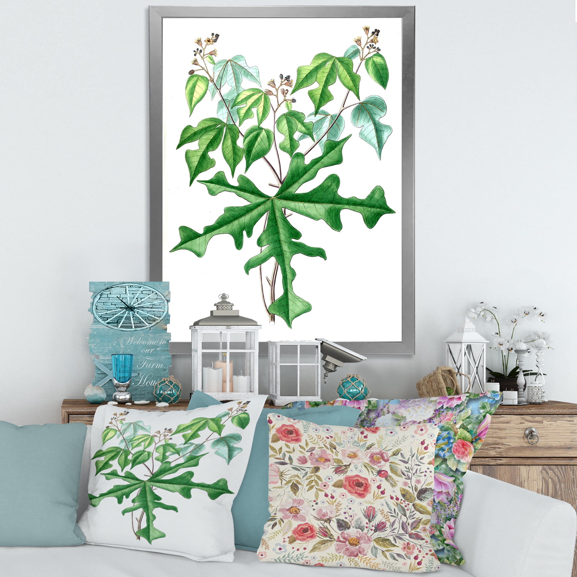 Designart 'Ancient Drawing of Wild Plants' Traditional Framed Art Print