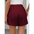 thumbnail image 3 of SHEWIN Casual Womens Shorts Elastic Waist Lace Satin Silk Shorts Pajama Bottoms Cute Summer Beach Pants with Pockets, 3 of 10