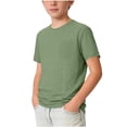 thumbnail image 3 of WAVSUF Boys Short Sleeve T-Shirt Crew Neck with Pocket Short Sleeve Casual Summer Comfort Tee Green Size 10, 3 of 8