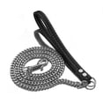 thumbnail image 2 of Cuban Chain Traction Rope Black - Qyaukm Traction Leash Leather Strong Metal Stainless Pet Chain for Dog, 2 of 7
