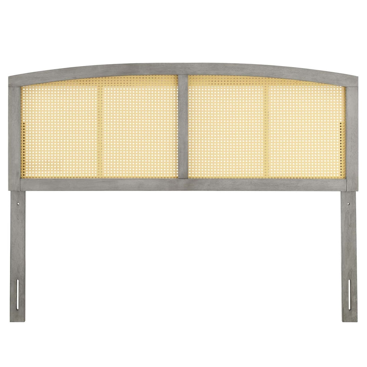 Modway Halcyon Cane Rattan and Rubberwood Queen Headboard in Gray