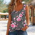 thumbnail image 4 of Women's Boho Floral Tank Top V Neck Sleeveless Loose Blouse With O-Ring Shoulder Detail & Flowy Hem Casual Dressy Tunic Shirt Graphic Camisole, 4 of 6