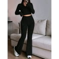 thumbnail image 5 of Women'S 2 Piece Pants Sets Long Sleeve Zip Short Top Pants Sexy- Slim Lounge Tracksuit Outfits Black L, 5 of 7