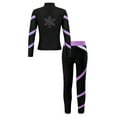 thumbnail image 2 of LiiYii Kids Girls Contrast Color Stripe Athletic Tracksuit Zipper Stand Collar Long Sleeve Sweatshirt Light Purple 12, 2 of 7