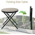 thumbnail image 4 of VibrantEcho Outdoor Side Tables - Folding Patio End Table with Tempered Glass Tabletop, Portable Bistro Coffee for Porch Yard, Balcony, Garden, Deck, Poolside, Wood, 4 of 14