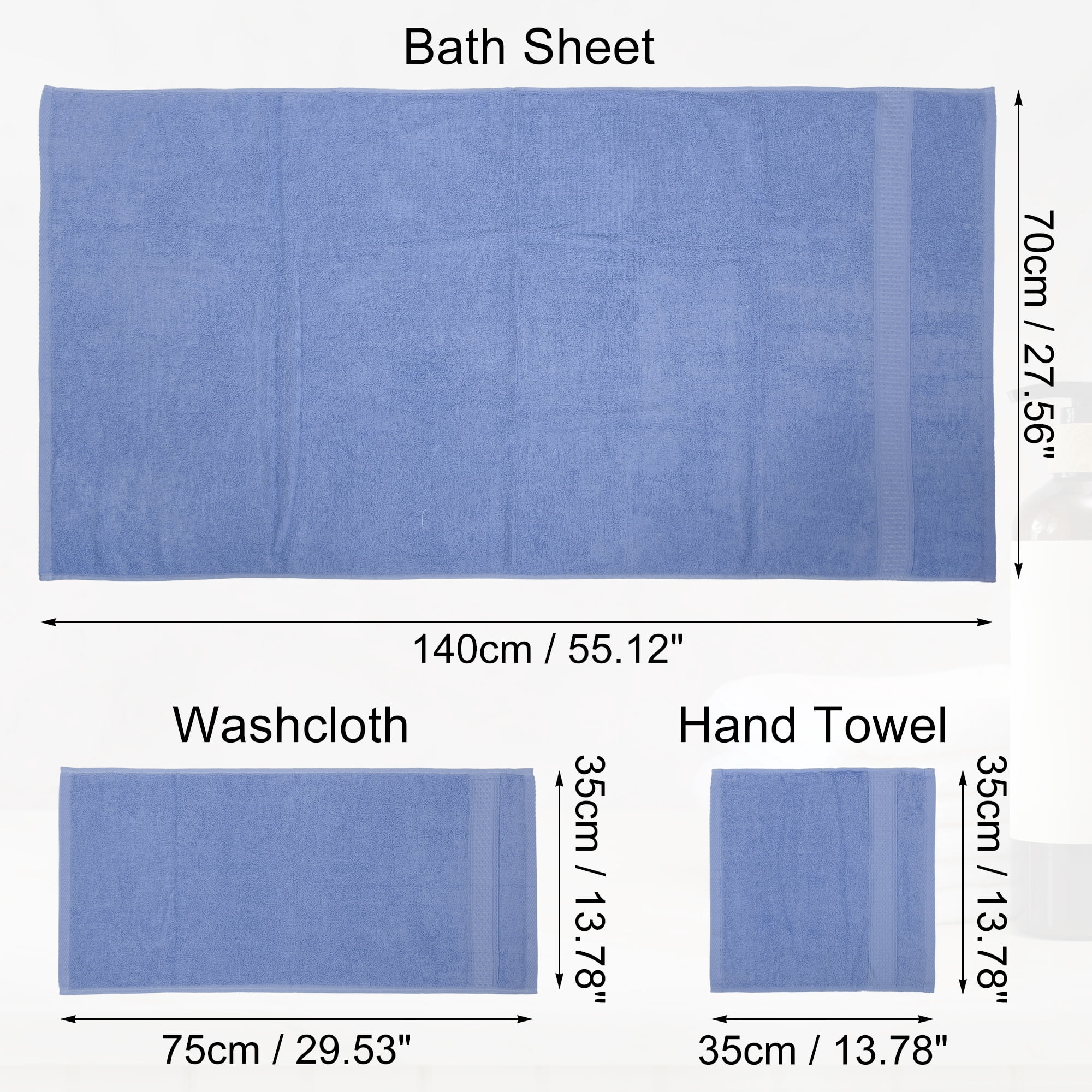Unique Bargains 3 Pcs Cotton Bath Towel Plain Soft Absorbent Cotton Purple